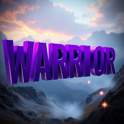 A captivating 3D representation of the word 'WARRIOR', designed in a vibrant purple color that catches the eye