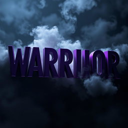 A striking 3D depiction of the word 'WARRIOR', designed in a rich purple color that exudes strength and valor