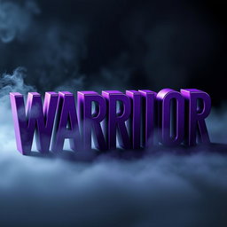 A striking 3D depiction of the word 'WARRIOR', designed in a rich purple color that exudes strength and valor