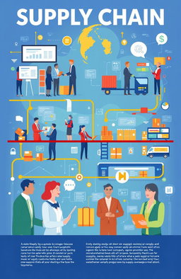 A vibrant and engaging visual representation of supply chain management and customer relationships, showcasing various aspects such as logistics, product flow, and customer interaction