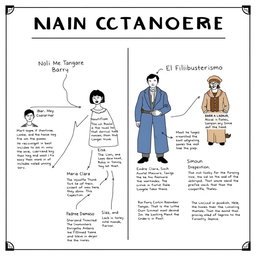Create a detailed character map illustrating the main characters of the novels "Noli Me Tangere" and "El Filibusterismo"
