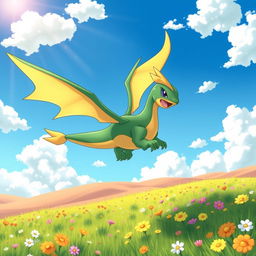 A vibrant and engaging iPhone wallpaper featuring Flygon, the Dragon/Ground type Pokémon