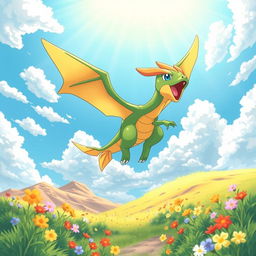A vibrant and engaging iPhone wallpaper featuring Flygon, the Dragon/Ground type Pokémon