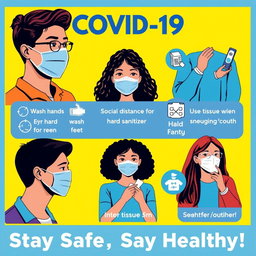 A visually impactful poster design promoting health protocols during the COVID-19 pandemic