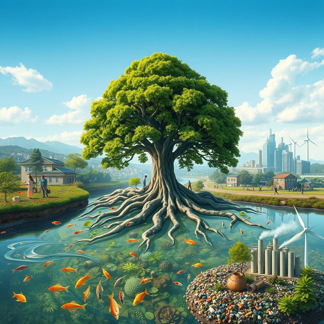 A harmonious world where nature and humans coexist beautifully