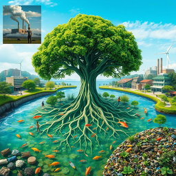 A harmonious world where nature and humans coexist beautifully
