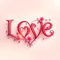 An artistic representation of the word "love" transformed into a heart shape