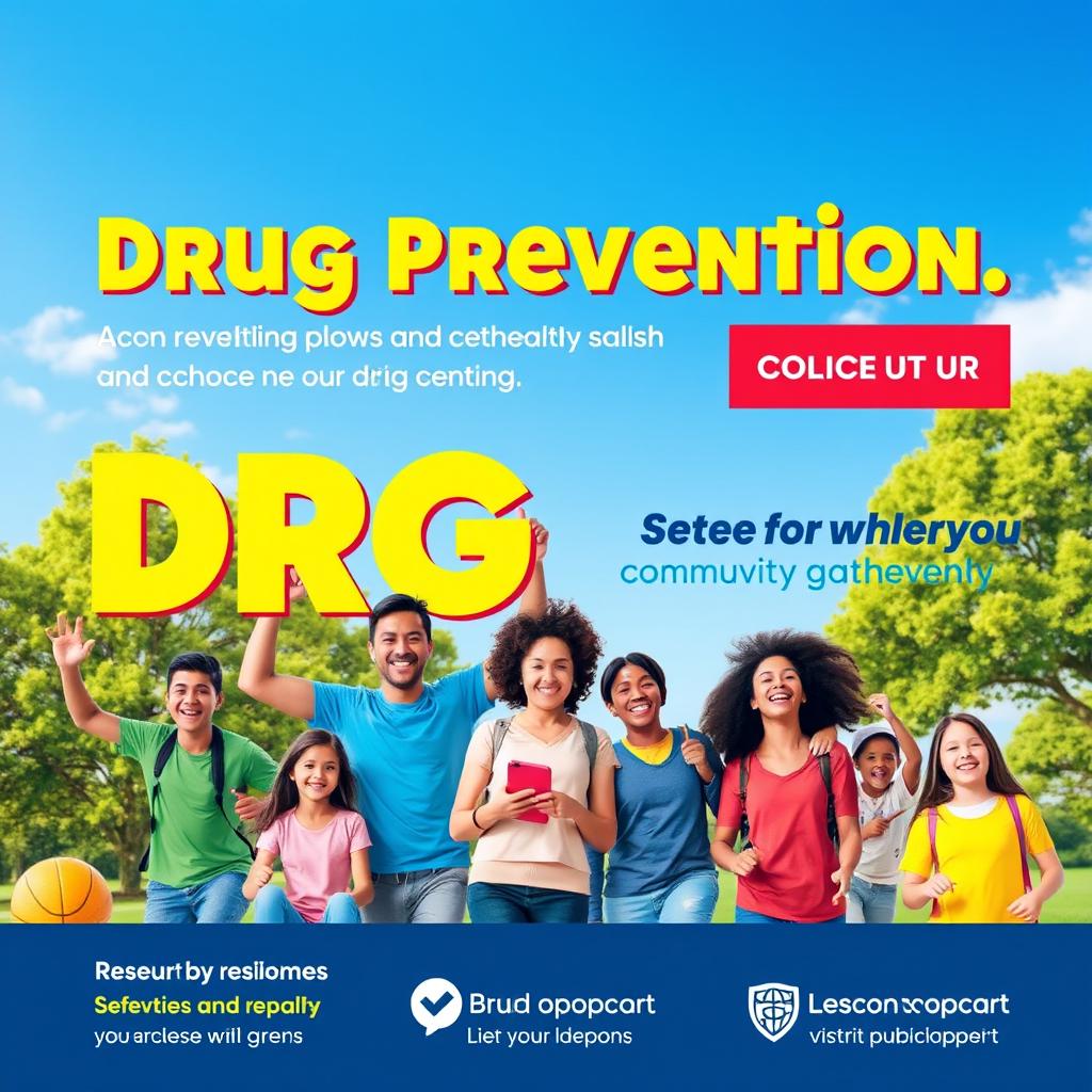 A vibrant and engaging public health poster emphasizing drug prevention