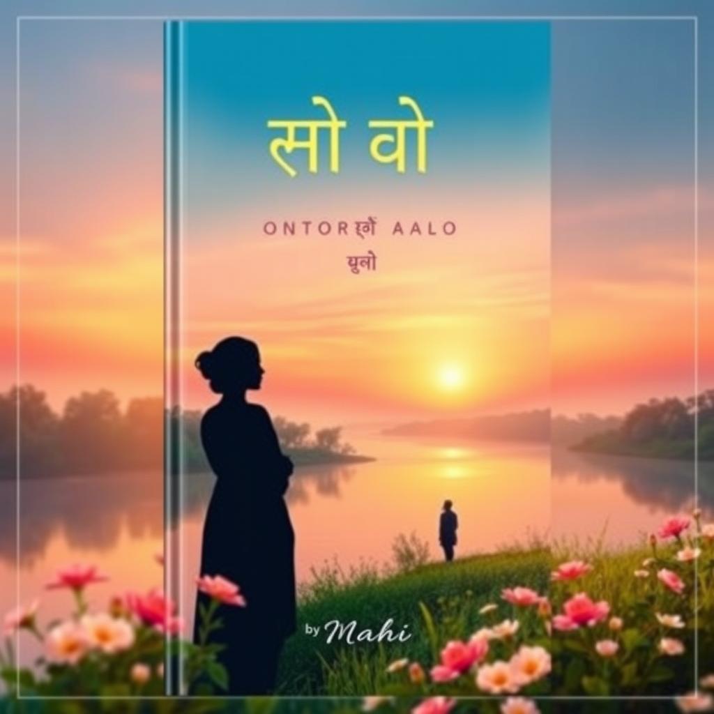 A beautifully designed book cover for the novel titled 'অন্তরের আলো' (Ontorer Alo) by Mahi