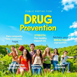 A colorful and inspiring public health campaign poster focusing on drug prevention