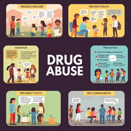 A visually impactful image depicting the various factors leading to drug abuse and prevention strategies