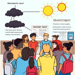 A conceptual illustration depicting the factors contributing to risky behaviors and prevention methods