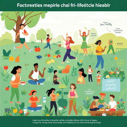 A visually engaging illustration of various factors promoting healthy lifestyle habits