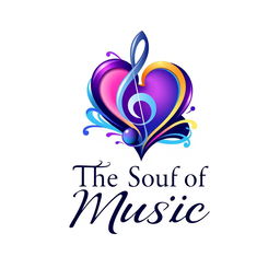 A logo design for 'The Soul of Music' featuring a vibrant and artistic representation of music elements