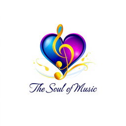 A logo design for 'The Soul of Music' featuring a vibrant and artistic representation of music elements