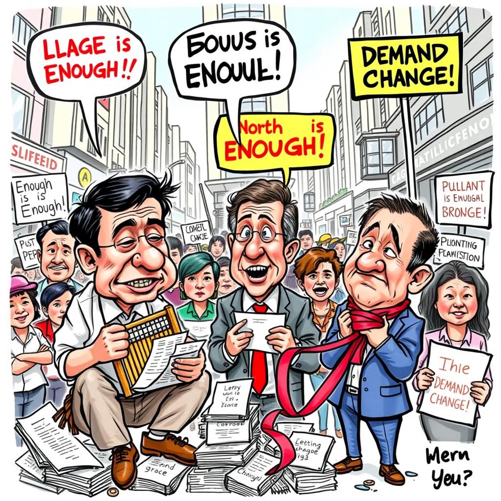 A cartoon journalism sketch depicting a satirical view of the government in the Philippines