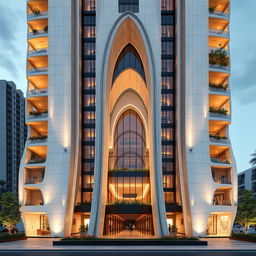 A futuristic, avant-garde 20-story residential tower with a dynamic and luxurious form, located on a plot measuring 2925 square meters (north: 54m, south: 45m, east: 50m, west: 80m)