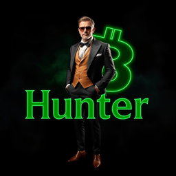 A wealthy character dressed in an extravagant, opulent outfit, featuring a classy suit, lavish accessories, and polished shoes