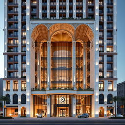 A dynamic and luxurious 20-story residential-commercial tower designed with a deconstructivist architecture style, featuring dimensions of 2925 square meters with the following directional lengths: North 54m, South 45m, East 50m, and West 80m
