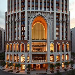 A dynamic and luxurious 20-story residential-commercial tower designed with a deconstructivist architecture style, featuring dimensions of 2925 square meters with the following directional lengths: North 54m, South 45m, East 50m, and West 80m