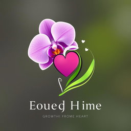A captivating logo that embodies the essence of a person nurturing an orchid with love and passion, symbolizing growth from the heart