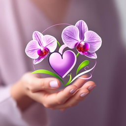 A captivating logo that embodies the essence of a person nurturing an orchid with love and passion, symbolizing growth from the heart