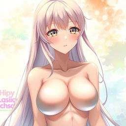 A stunning anime girl with an exquisite chest, presented in a semi-realistic style