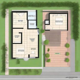 An expertly planned plot map design for a 2 bedroom, 2 washroom house with a designated car parking space, situated on a 30x30 feet plot. The design reflects strategic space distribution and attractive layout.