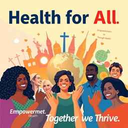 A powerful and inspiring poster design representing the vision of people having free access to Global Health Initiatives