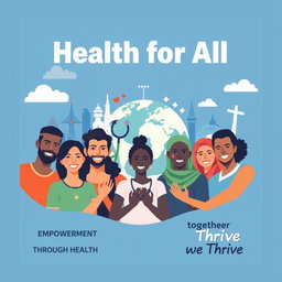 A powerful and inspiring poster design representing the vision of people having free access to Global Health Initiatives