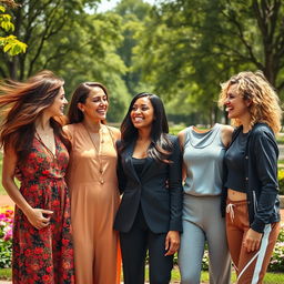 A captivating portrait of a group of diverse women, showcasing their individual styles and personalities