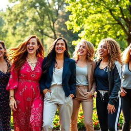 A captivating portrait of a group of diverse women, showcasing their individual styles and personalities