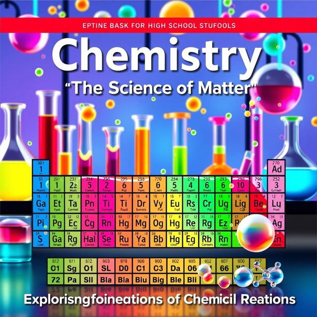 A vibrant and visually engaging cover page for a chemistry textbook
