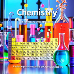 A vibrant and visually engaging cover page for a chemistry textbook