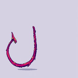 A pixel art depiction of a thin, wriggling demon tail, featuring vibrant colors and dynamic movement