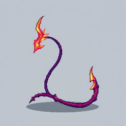 A pixel art depiction of a thin, wriggling demon tail, featuring vibrant colors and dynamic movement