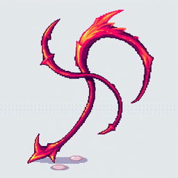 A pixel art depiction of a thin, wriggling demon tail, featuring vibrant colors and dynamic movement