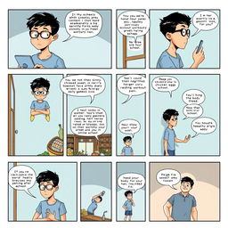 A comic strip consisting of 8 pages, each with 6 boxes
