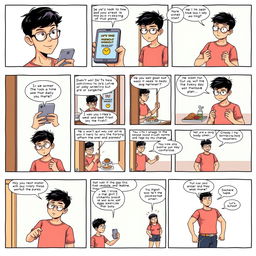 A comic strip consisting of 8 pages, each with 6 boxes