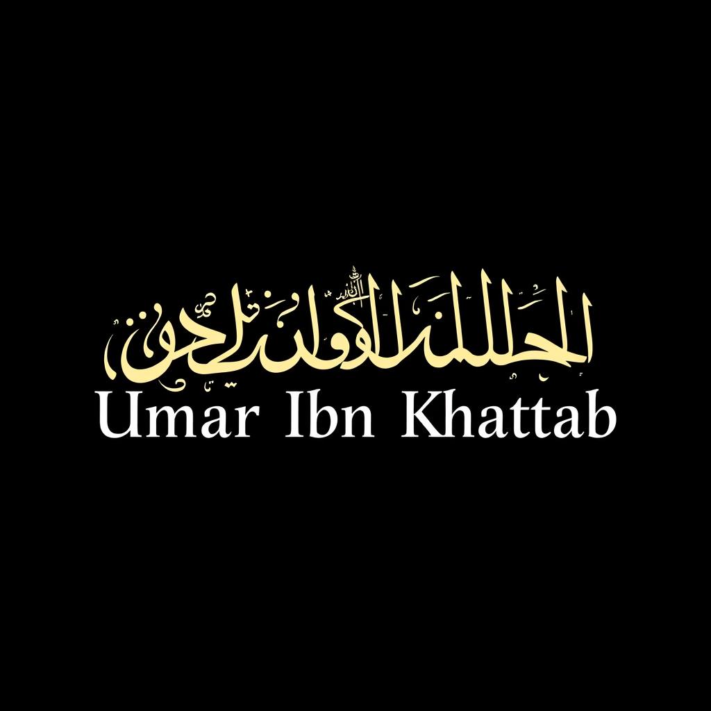 Elegant Black Wallpaper: Umar Ibn Khattab Calligraphy