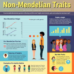 A colorful and informative poster about non-Mendelian traits focusing on height