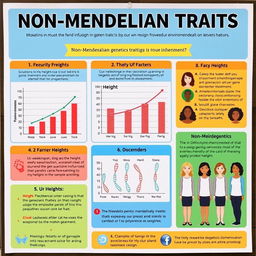 A colorful and informative poster about non-Mendelian traits focusing on height