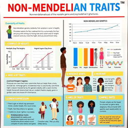 A colorful and informative poster about non-Mendelian traits focusing on height