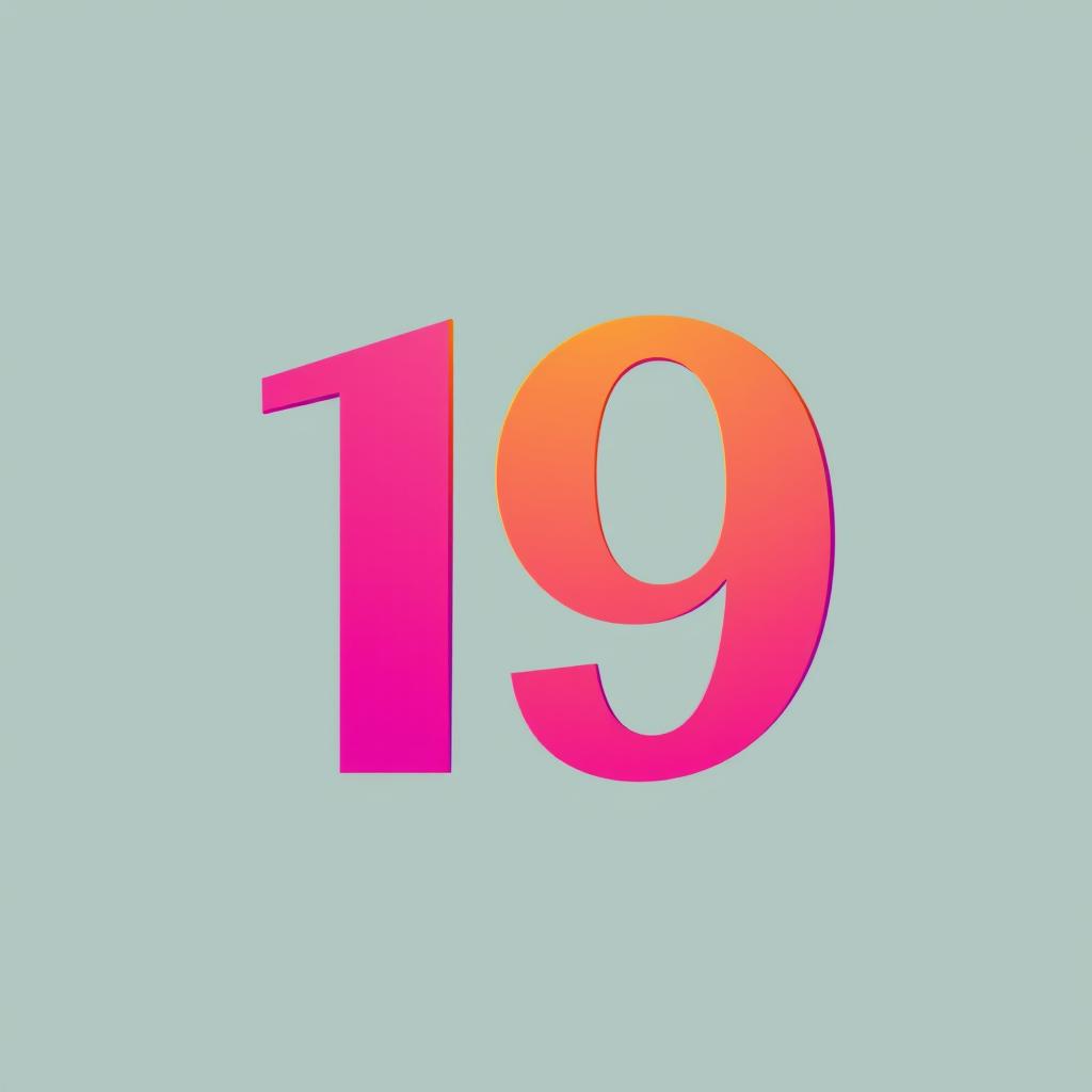 A sleek and modern digital design featuring the number '19' prominently displayed in a bold and striking font
