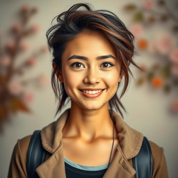 A striking high-resolution portrait set against a captivating, softly blurred background