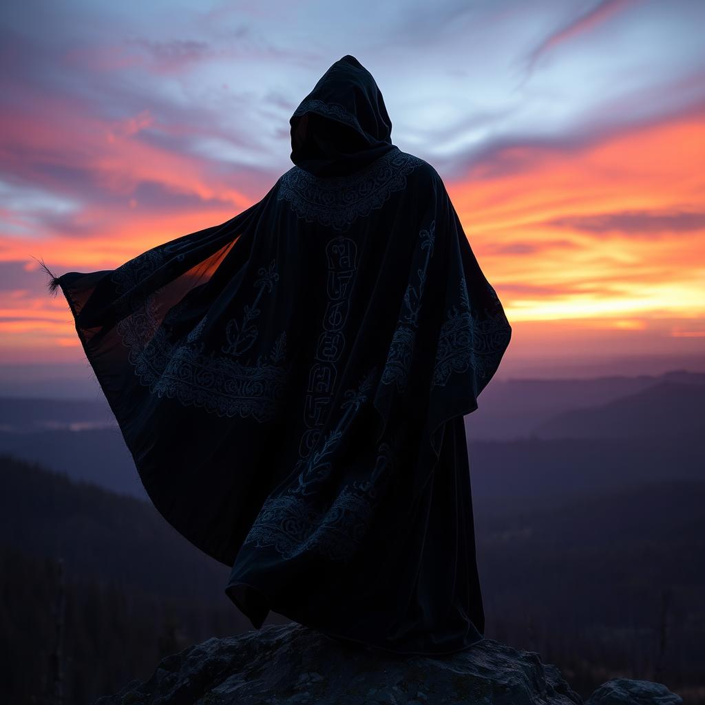 Embrace the Enigma: A Cloaked Figure at Dusk