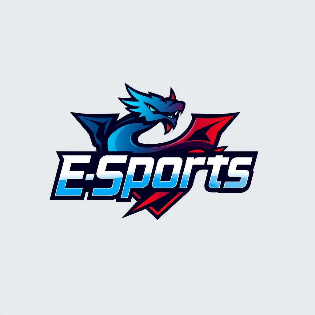 A modern and dynamic eSports logo featuring a bold, stylized typography of the word 'E-Sports'