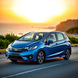 A sleek and modern design of a Honda Jazz, showcasing its compact dimensions and stylish contours