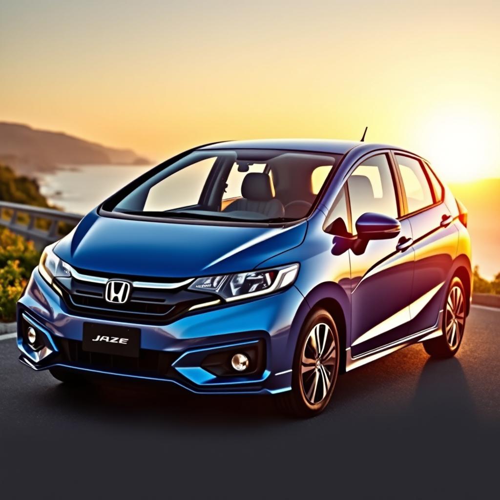 A sleek and modern design of a Honda Jazz, showcasing its compact dimensions and stylish contours