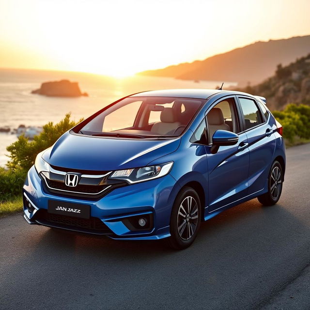 A sleek and modern design of a Honda Jazz, showcasing its compact dimensions and stylish contours